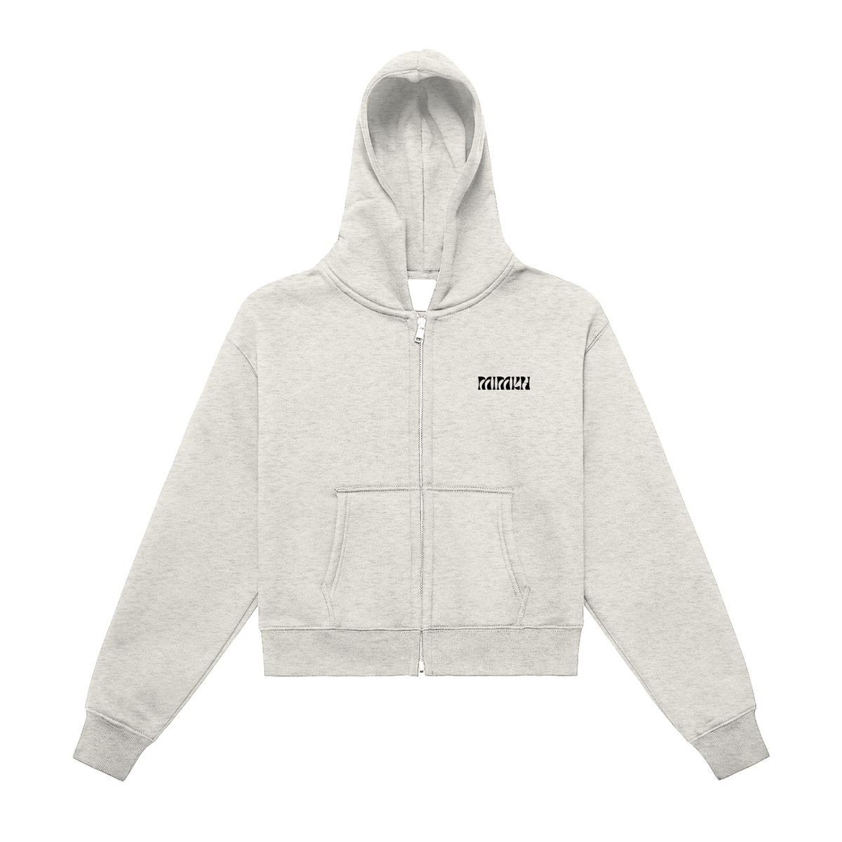 Fleeced Zip-Up Cropped Hoodie